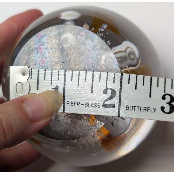 Vtg Murano Style Flower Paperweight 3.25" Controlled Bubble Art Glass Rootbeer - Picture 8 of 9